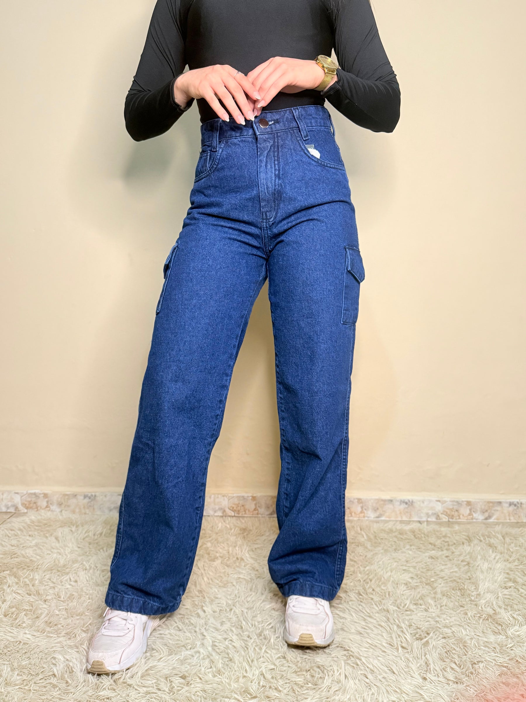 Calça Wide Leg Jeans Azul Básico