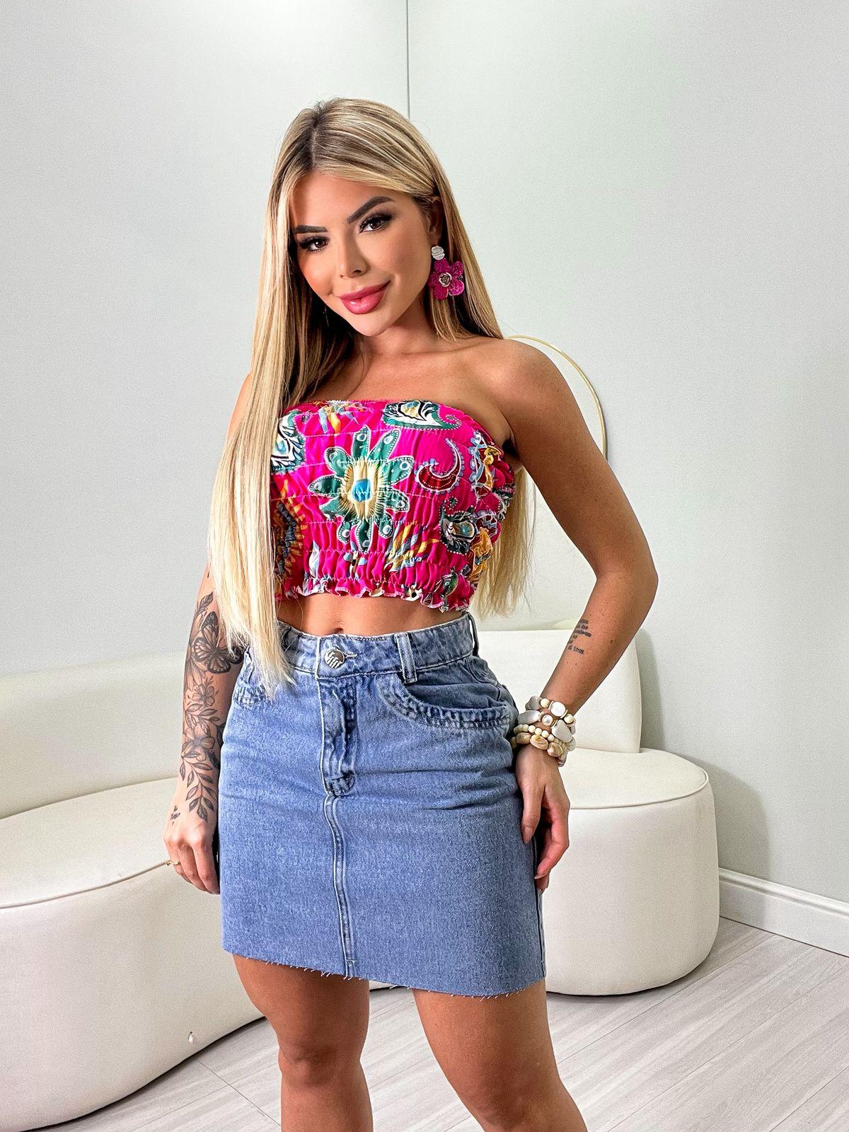 Saia Jeans S/ Costura