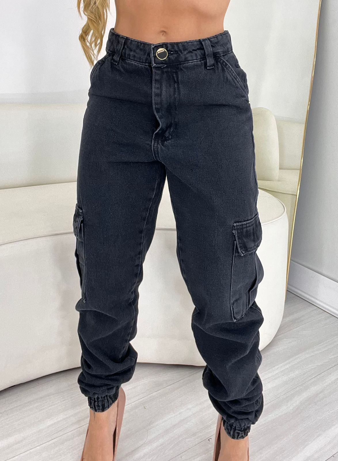 Calça Jogger Cinza S/ Stretch