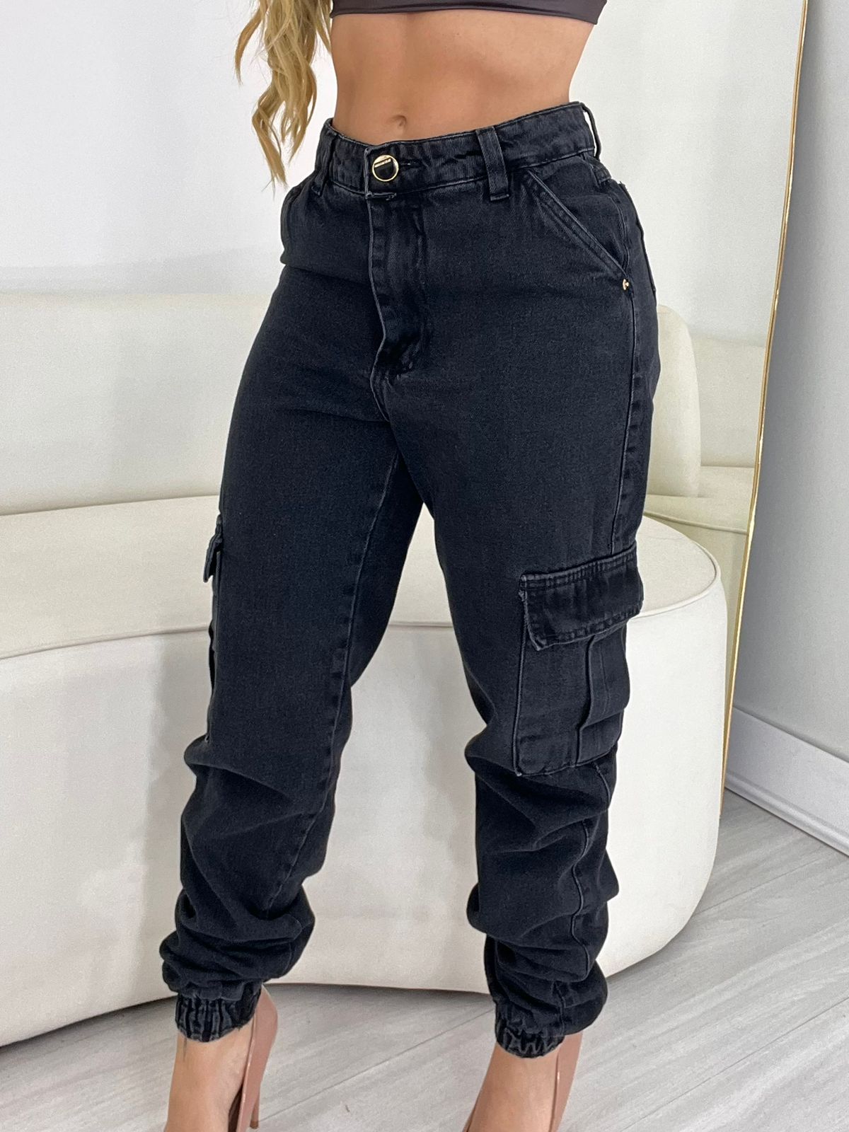 Calça Jogger Cinza S/ Stretch