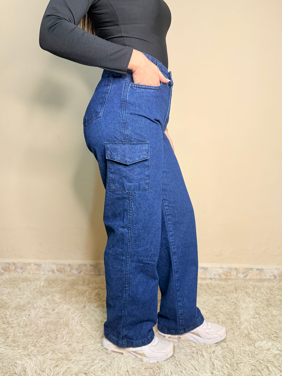 Calça Wide Leg Jeans Azul Básico