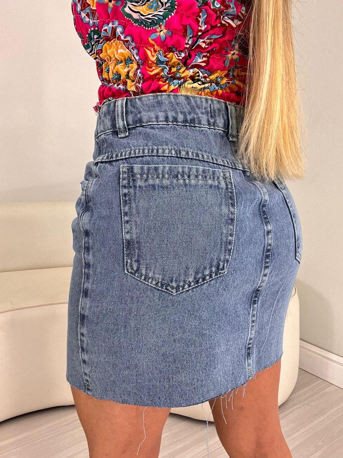 Saia Jeans S/ Costura