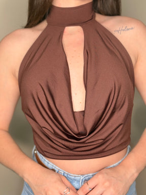 Cropped Gola Alta Decote Caído