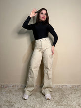 Calça Wide Leg Cargo Bege