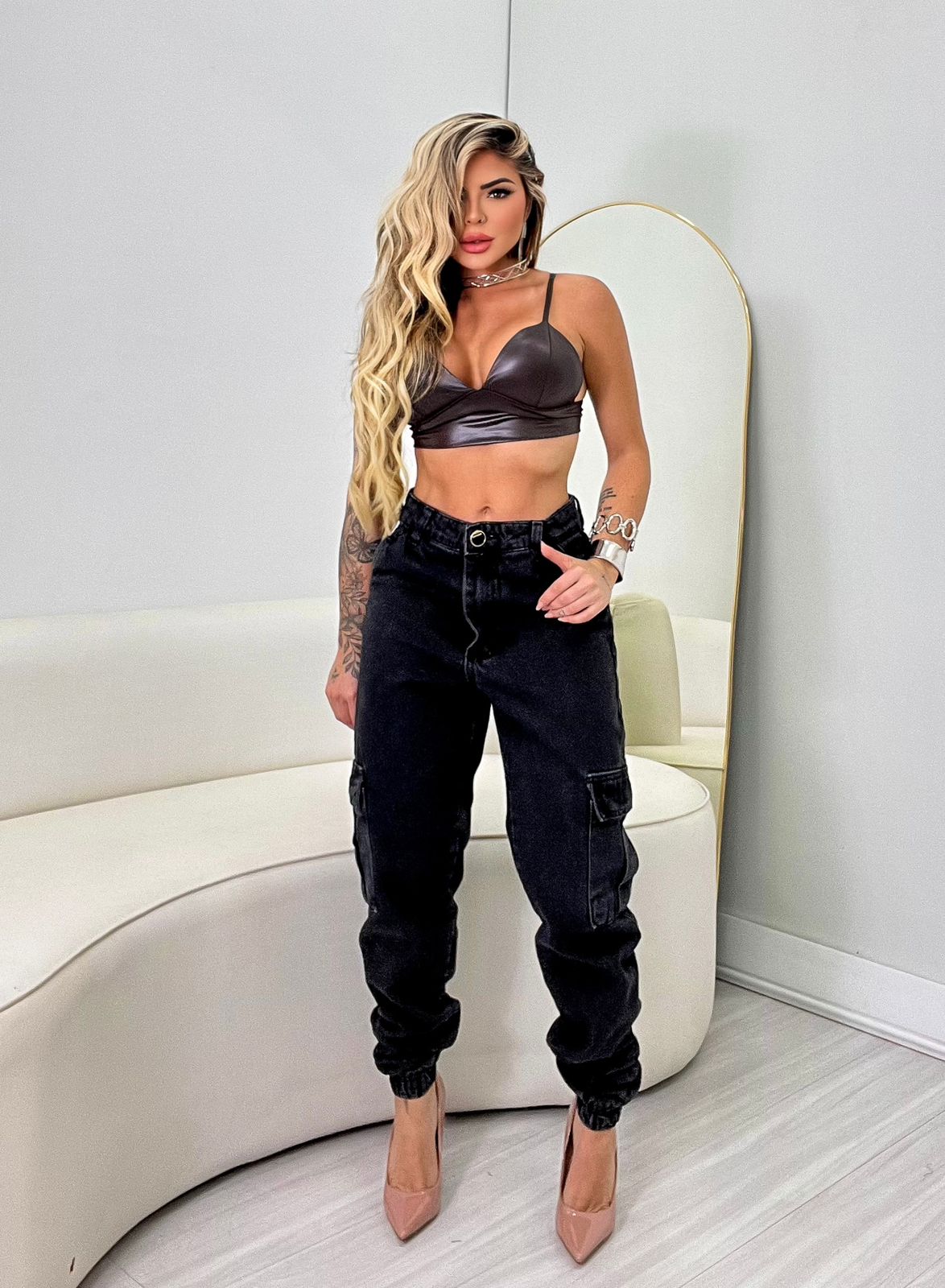 Calça Jogger Cinza S/ Stretch