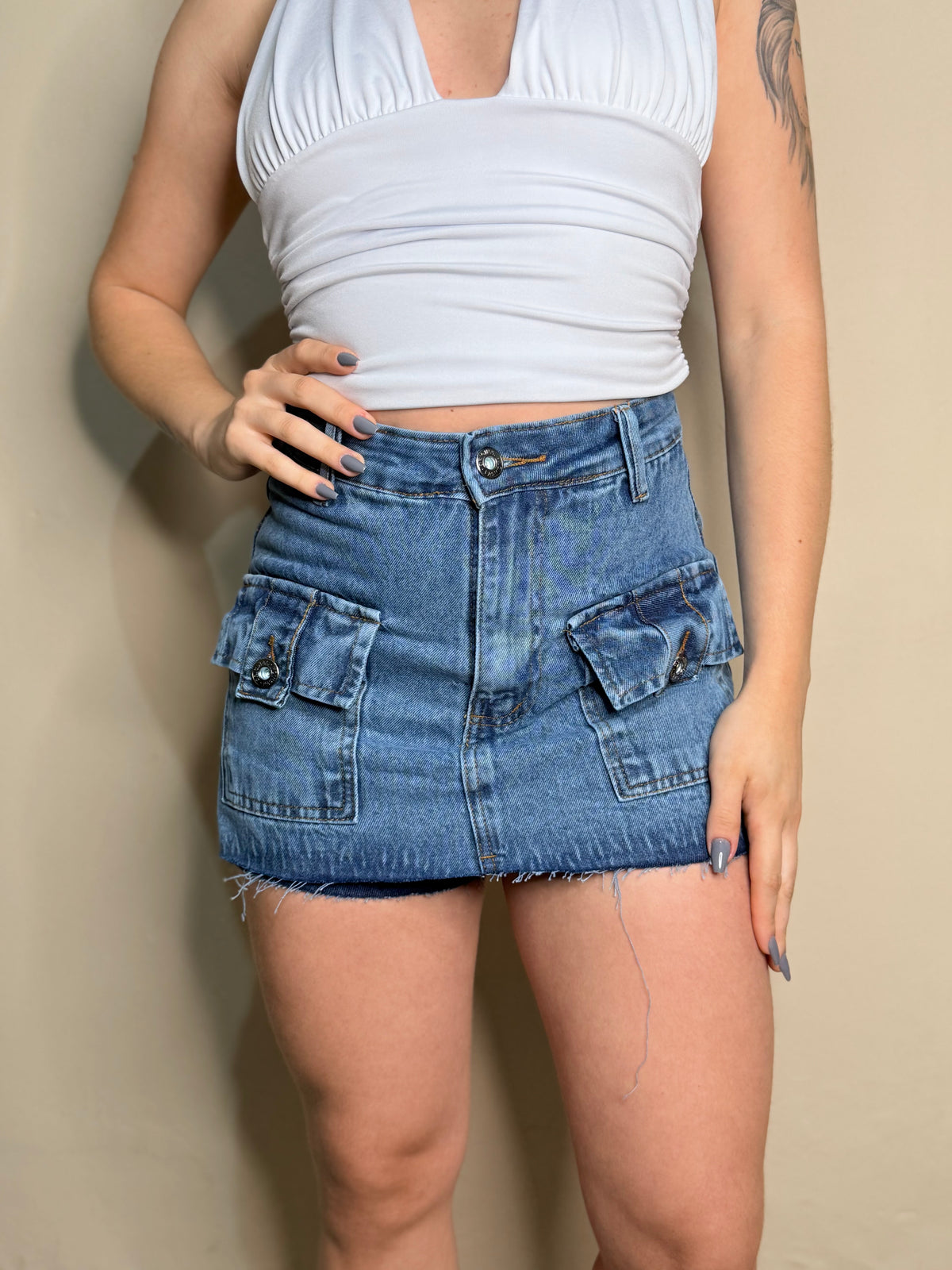 Short Saia Bolso Frontal